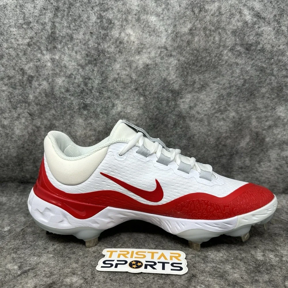 Nike Alpha Huarache Elite 4 Baseball Cleats Men Sz 14 White Red Low Metal
